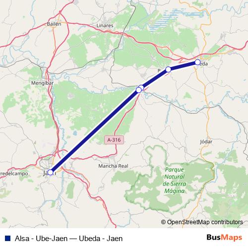 Alsa - Ube-Jaen bus Line Map