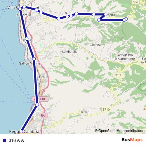 316 A A bus Line Map