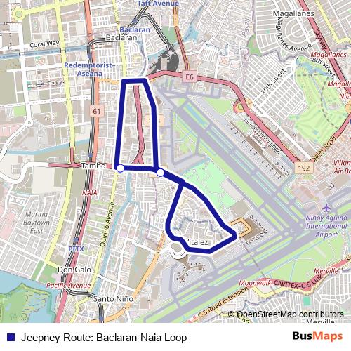 Jeepney Route: Baclaran-Naia Loop bus Line Map