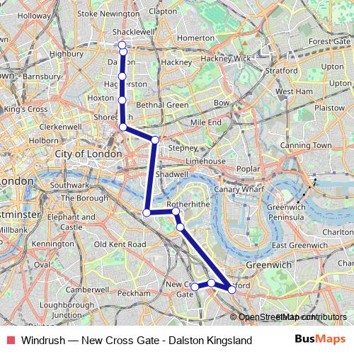 Windrush bus Line Map