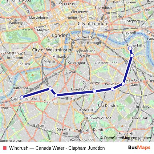 Windrush bus Line Map