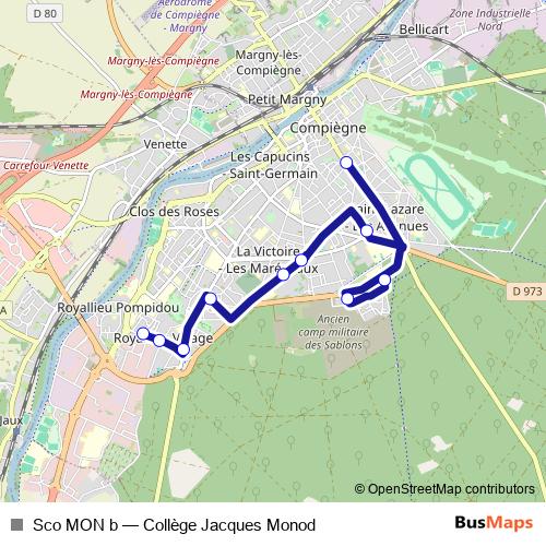 Sco MON b bus Line Map