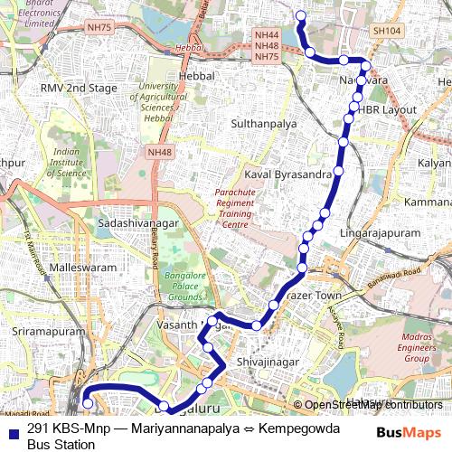 291 KBS-Mnp bus Line Map