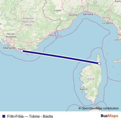Frtln-Frbia ferry Line Map