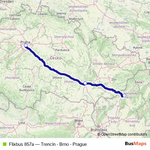 Flixbus 857a bus Line Map