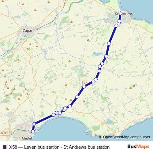 X58 bus Line Map
