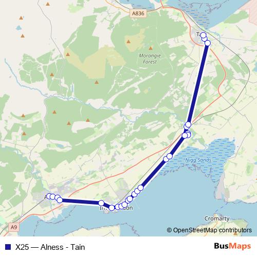 X25 bus Line Map