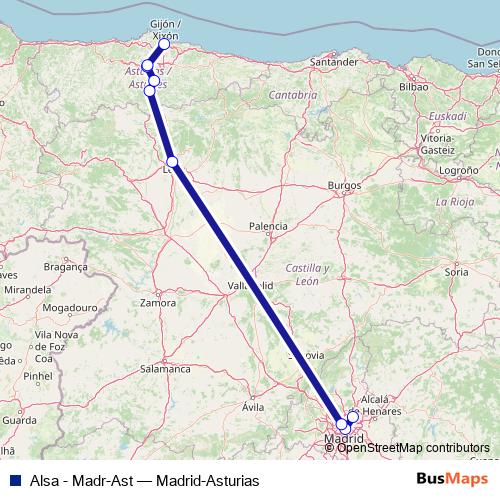 Alsa - Madr-Ast bus Line Map