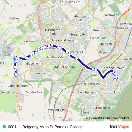 6001 bus Line Map