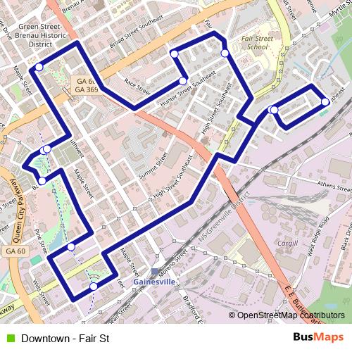Downtown - Fair St bus Line Map