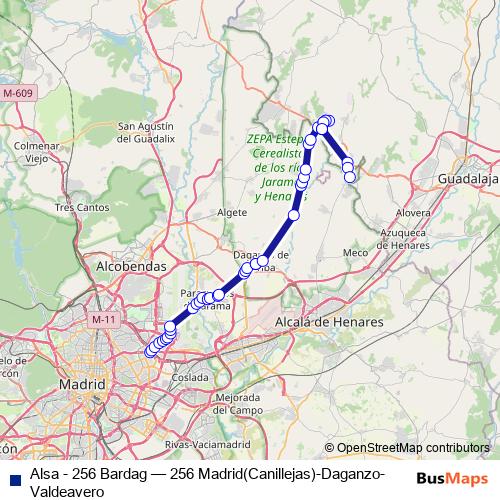 Alsa - 256 Bardag bus Line Map