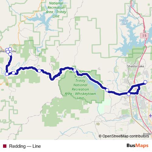 Redding bus Line Map