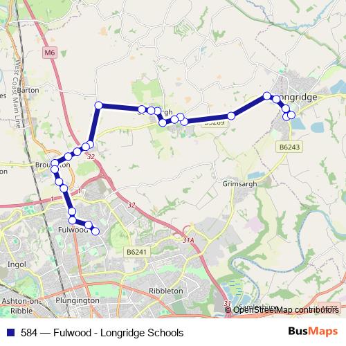 584 bus Line Map