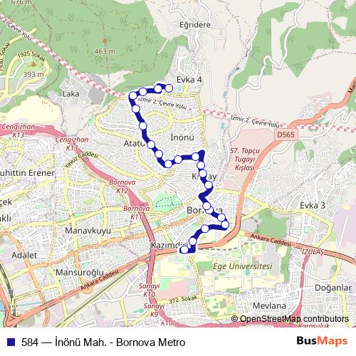 584 bus Line Map