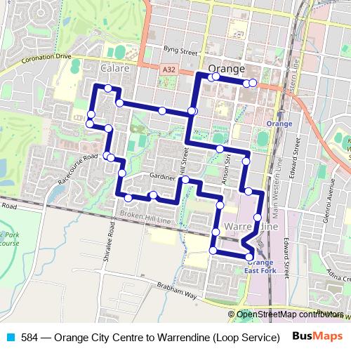 584 bus Line Map