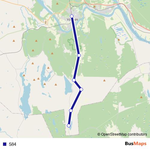 584 bus Line Map