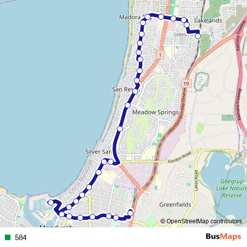 584 bus Line Map