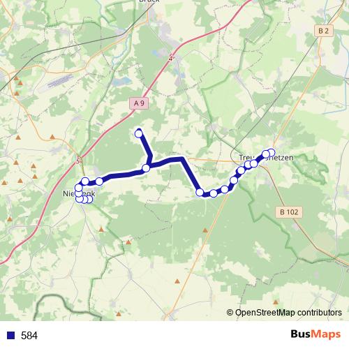 584 bus Line Map