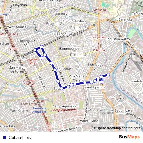 Cubao-Libis bus Line Map