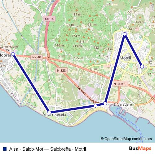 Alsa - Salob-Mot bus Line Map