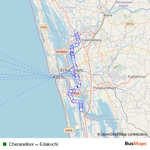 Cheranelloor ↔ Edakochi bus Line Map