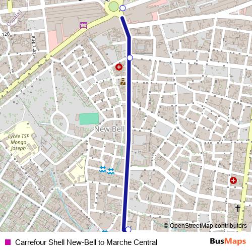 Carrefour Shell New-Bell to Marche Central bus Line Map