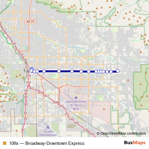 108x bus Line Map