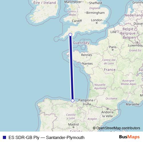 ES SDR-GB Ply ferry Line Map
