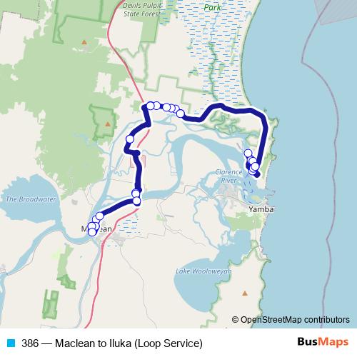 386 bus Line Map
