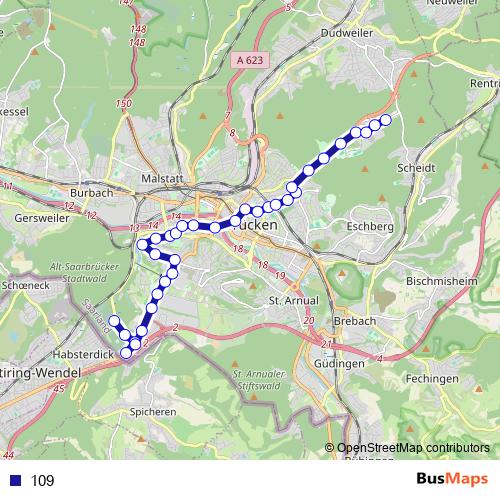 109 bus Line Map