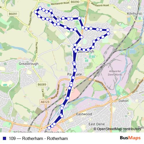 109 bus Line Map