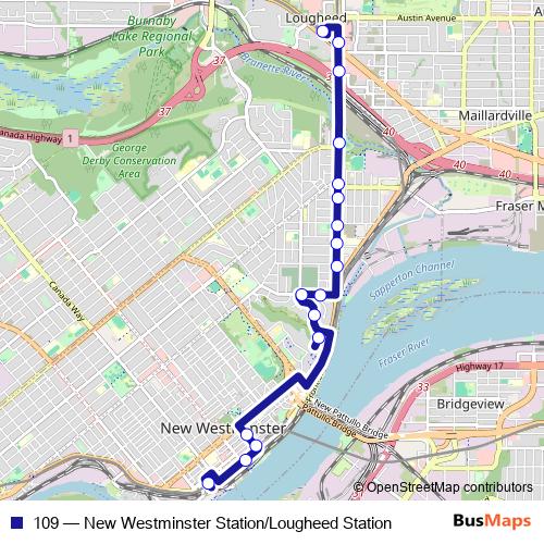 109 bus Line Map