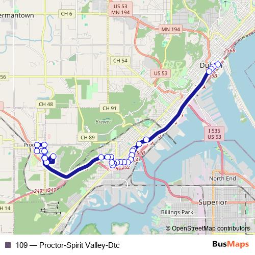 109 bus Line Map