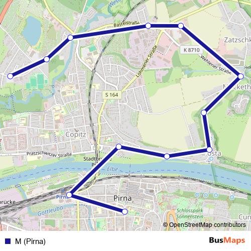 M (Pirna) bus Line Map