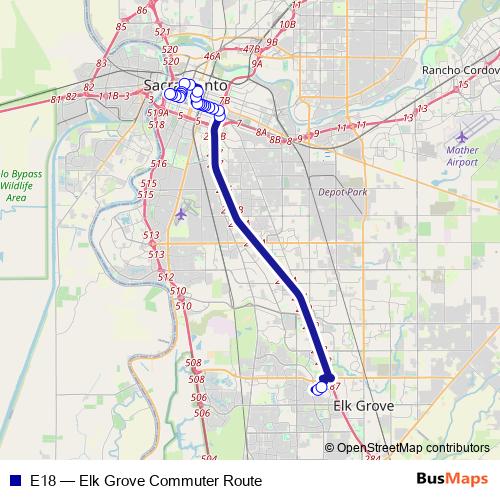 E18 bus Line Map