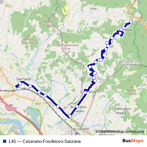 L45 bus Line Map