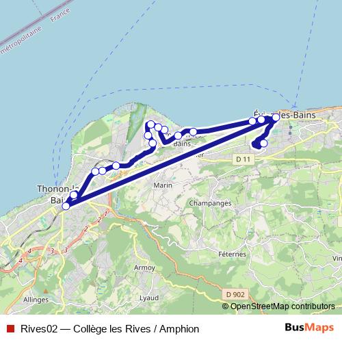 Rives02 bus Line Map
