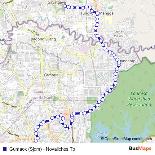 Gumaok (Sjdm) - Novaliches Tp bus Line Map