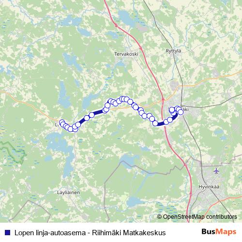 Lopen linja-autoasema - Riihimäki Matkakeskus bus Line Map