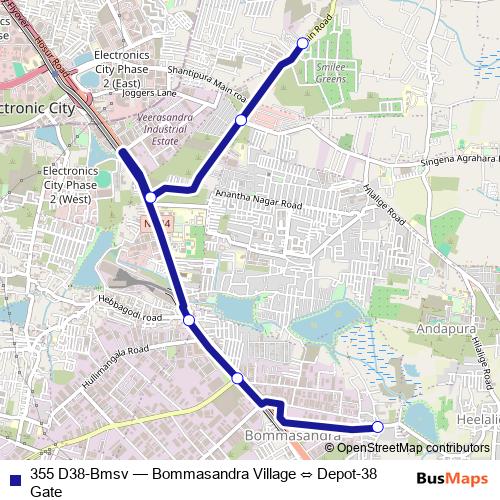 355 D38-Bmsv bus Line Map