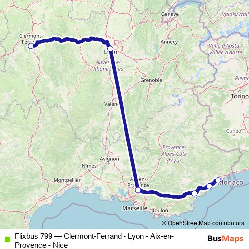 Flixbus 799 bus Line Map