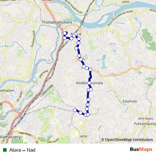 Aluva ↔ Nad bus Line Map