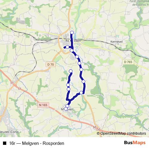 16r bus Line Map