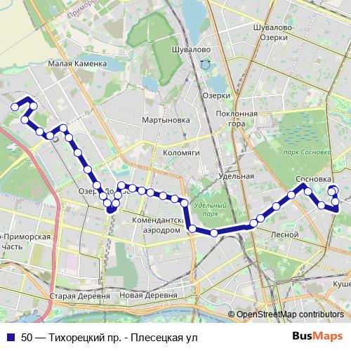 50 trolleybus Line Map