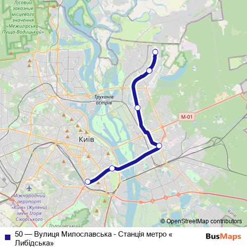 50 trolleybus Line Map