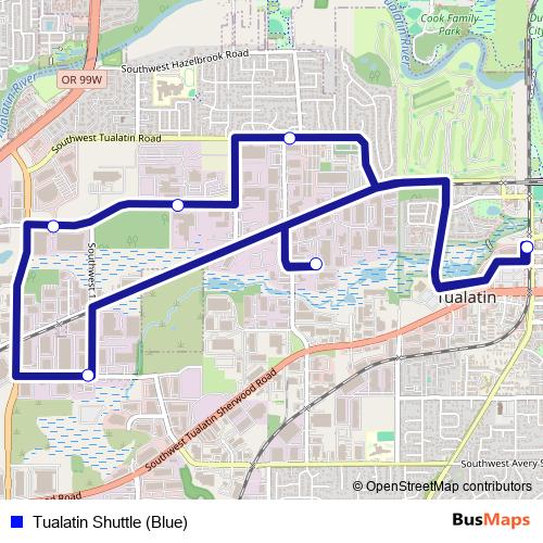 Tualatin Shuttle (Blue) bus Line Map