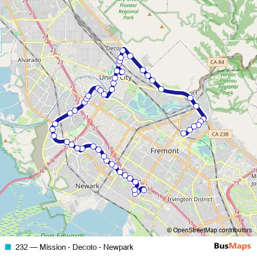 232 bus Line Map
