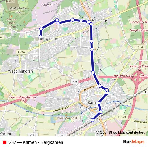 232 bus Line Map