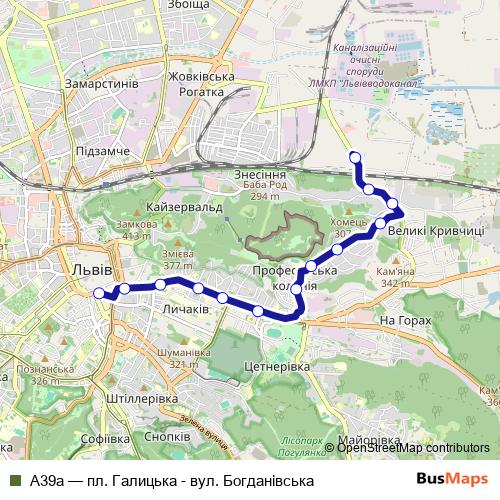 А39а bus Line Map