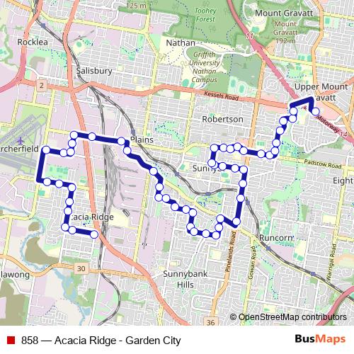 858 bus Line Map